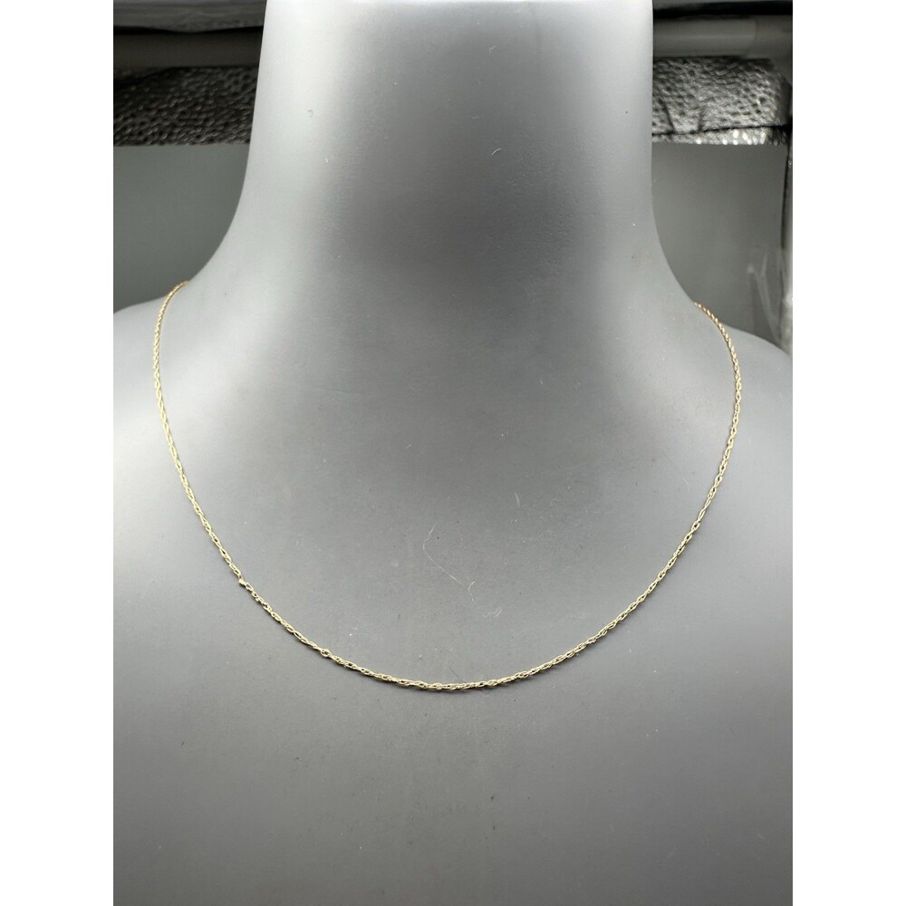 10k Yellow Gold Dainty 17” Chain Necklace 1mm